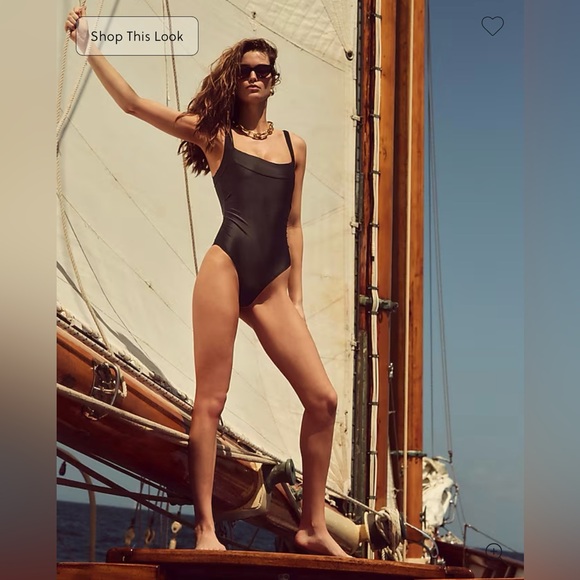 J.Crew Long-torso ruched squareneck one-piece swimsuit